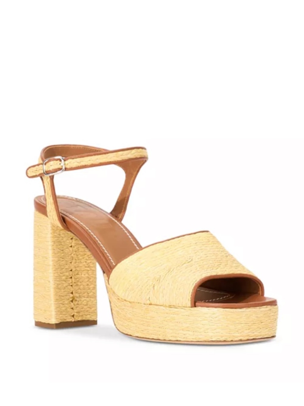 NEW STAUD Jodie Raffia Leather Platform Sandals straw natural Size Euro 40 US 10